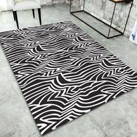 Tapis moderne de luxe 3D à effet d'illusion optique, antidérapant, à poils longs, rembourré, lavable, pour salon, chambre à coucher