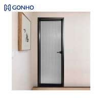 Porte de salle de bain en verre en alliage d'aluminium GONHO avec double verre trempé, design personnalisé, portes de toilettes en verre