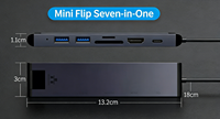 Expédition rapide, Hub USB C 7 en 1 avec RJ45 LAN Gigabit Ethernet, 4K HDMI, SD TF pour ordinateurs portables professionnels, périphériques informatiques, station d'accueil
