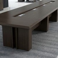 Table de réunion durable en MDF E1, mobilier de salle de réunion moderne pour cadres, avec boîtier de câbles intégré, grande table de conférence