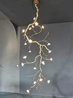 Por encargo no estándar besboke oro metal sólido latón cobre bronce techo decoración árbol rama araña para techo alto