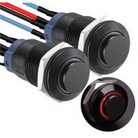 Twidec/5PCS Interrupteur à bouton-poussoir momentané 12mm, mini, étanche, coque noire, 12V 24V 36V 110V 250V 2A, non éclairé, tête surélevée
