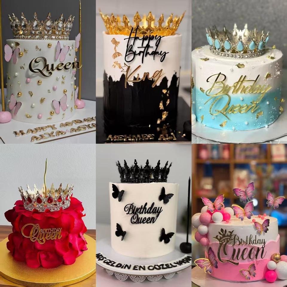Custom Acrylic Happy Birthday King and Queen Cake Topper for Birthday ...