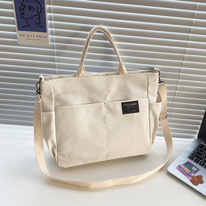 Wholesale Oversized Canvas <b>Tote</b> Bags with Custom Logo Slant Design for <b>Travel</b> School & Work Letter Pattern - Product Image 3