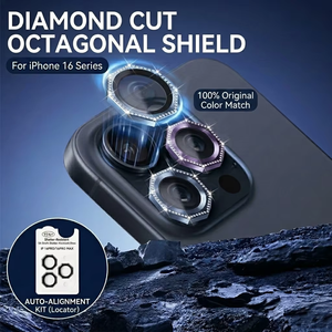Protection d'<span class=keywords><strong>objectif</strong></span> individuelle en verre pour caméra avec anneau métallique coloré, pour iPhone 15 16 17 Pro Max - Product Image 2