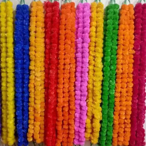 Guirlande de fleurs pour décoration de mariage indien, guirlande mexicaine pour le jour des morts, Halloween, guirlande en plastique, guirlande de fleurs de souci - Product Image 1