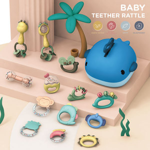 Réconfortant bébé sensoriel jouets de dentition bébé anneau de dentition sans BPA Silicone main saisir <span class=keywords><strong>hochet</strong></span> anneau hochets pour bébé - Product Image 3
