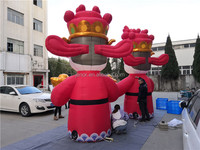 Dessin animé géant du dieu de la fortune gonflable rouge populaire pour la décoration du festival du Nouvel An chinois