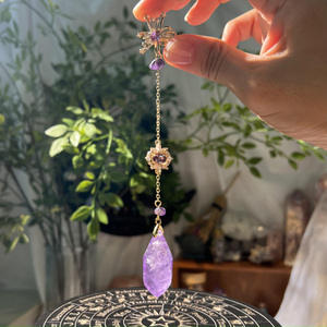 Gran oferta, amatista Natural, cadena libre, Fobs, Péndulo de brujería, adivinación, reloj de Reiki, receptor de Sol para bolsa de regalo DIY - Product Image 3