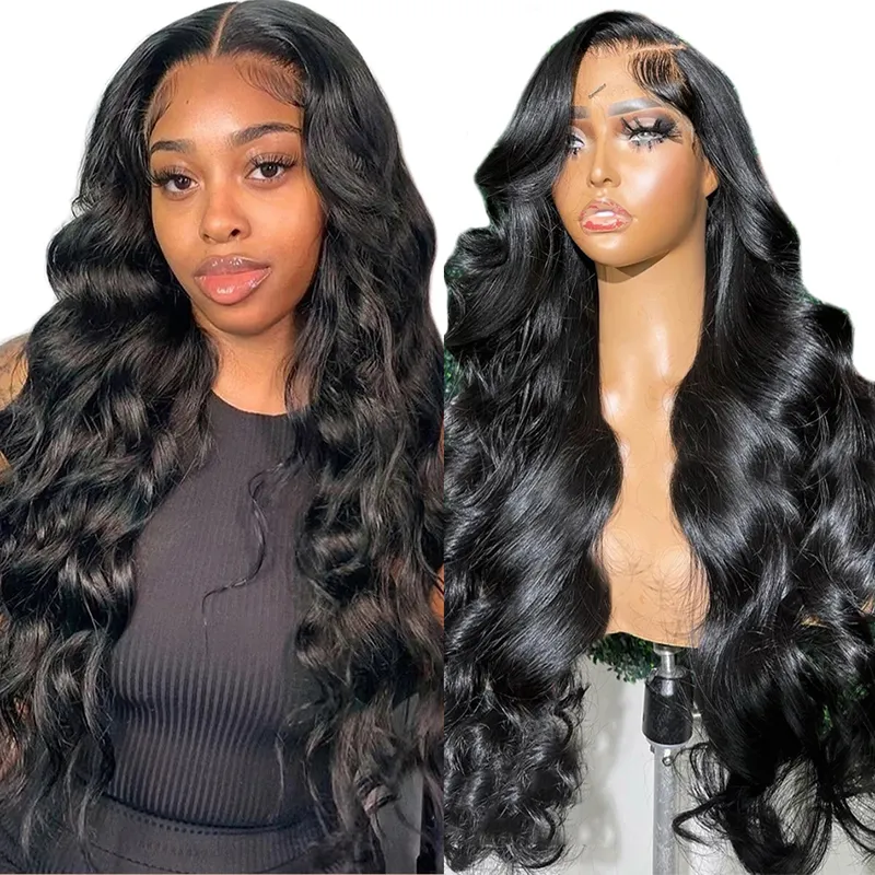 Ready to Ship 30" Indian cuticle aligned Preplucked 13x6 Transparent Lace Frontal Wig Body Wave Human Hair Wigs with Baby Hair