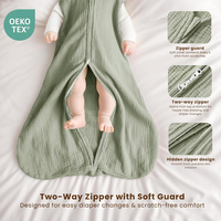 Sac de couchage sans manches certifié OEKO-TEX, fermeture éclair bidirectionnelle, couverture portable, doux et respirant, 100% coton crêpe, sac de couchage pour bébé