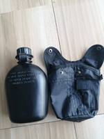 Bouteille d'eau tactique noire en plastique HDPE pour extérieur, bouteille de 1 litre pour cantine avec couvercle noir pour randonnée, camping et boisson