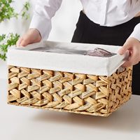 Lot de 6 paniers de rangement rectangulaires en jacinthe d'eau tressée, ouverts en dessus, 6,89 D x 13,02 L x 6,89 H, organisateur de garde-manger avec tableau noir