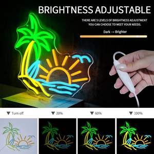 トロピカルネオンLEDライトサイン 調光可能 ココナッツツリー ウォールデコレーション 夏 ビーチ ハワイ ショップ カフェ 寝室 ティキバー パーティー ランドスケープ用 - Product Image 4