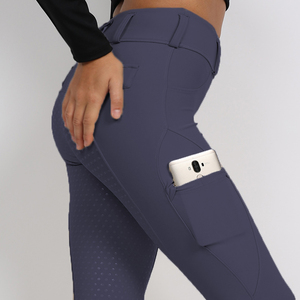 <span class=keywords><strong>Pantalon</strong></span> d'équitation en polyester gris prêt à être expédié, avec poche, en silicone, respirant, élastique, coupe legging, pour une assise complète - Product Image 1