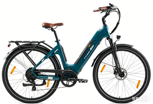 Bicicletta Elettrica da Città Rossa da <span class=keywords><strong>28</strong></span> Pollici con Motore Posteriore Bafang 36V 250W, 7 Velocità e Batteria da 20AH per 80KM di Autonomia - Product Image 3