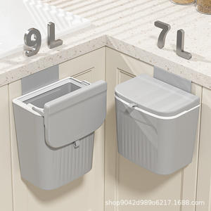 Poubelle murale intelligente rectangulaire grise, blanche, verte avec couvercle à bascule pour cuisine, salle de bain, usage domestique - Product Image 5