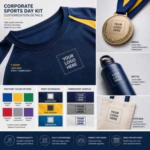 Custom Corporate Sports Day Kit for Employees With T-Shirt Medal <b>Bottle</b> and Tote <b>Bag</b> - Product Image 4