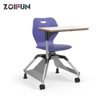Chaise mobile pour formation et réunion, avec tablette d'écriture et roulettes, pour institutions et bureaux – Chaise et bureau Node