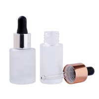 Vente en gros de flacons d'huile essentielle en verre blanc givré transparent de 15 ml avec pipette compte-gouttes et couvercle écologique pour parfum, crème pour le visage, mascara