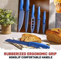 Xyj couteaux de cuisine antiadhésifs, manche en pp couteau suisse royal set de couteaux avec support