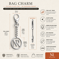 Pendentif de sac à main en métal rond personnalisé avec logo, fermoir mousqueton et chaîne pour sac – Étiquette de sac personnalisée