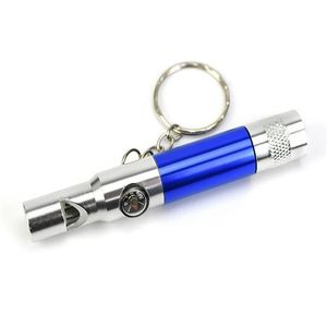 Cadeau promotionnel Logo personnalisé Porte-clés LED portable multifonctionnel Mini lampe de poche avec sifflet et boussole - Product Image 1