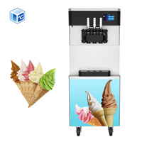 Ijs Maker Machine Commerciële Softijs Machines 304 Roestvrij Staal Verticale 20-28l/H Drie Smaak Ijs Machine