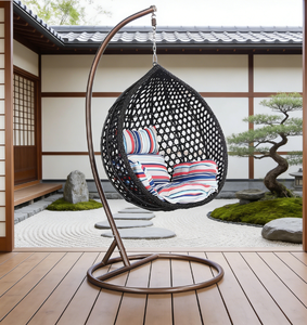 <span class=keywords><strong>Fauteuil</strong></span> <span class=keywords><strong>suspendu</strong></span> d'extérieur en rotin pour jardin, patio, balcon – Balançoire double en forme de panier pour la relaxation (vente en gros) - Product Image 3