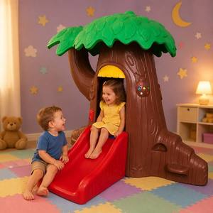 Ensemble de toboggan intérieur en plastique <span class=keywords><strong>pour</strong></span> enfants, avec maisonnette dans les arbres et structure d'escalade, toboggan rouge, équipement de jeu <span class=keywords><strong>pour</strong></span> tout-petits, <span class=keywords><strong>pour</strong></span> la maison et le salon - Product Image 3