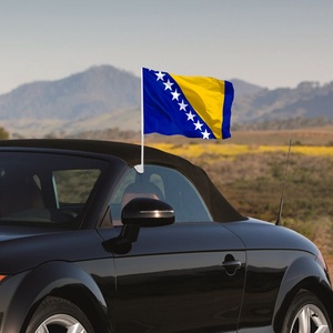Bandera de coche de <span class=keywords><strong>Bosnia</strong></span> y Herzegovina promocional de tamaño personalizado 12X18 Bandera de ventana de coche antiarrugas de secado rápido de poliéster personalizada - Product Image 6