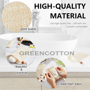 Sac à savon personnalisé avec logo, pochette exfoliante avec cordon de serrage et perle en bois, pour faire mousser et sécher le savon, pour le bain et la douche - Product Image 3