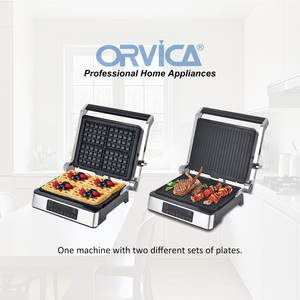 Grill électrique numérique 2 en 1 détachable en acier inoxydable pour steak, panini et gaufres, antiadhésif - Product Image 3