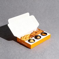 Boîtes alimentaires jetables personnalisées avec logo, boîtes à emporter pour la restauration rapide, boîtes en papier pour poulet frit avec compartiment pour sauce.