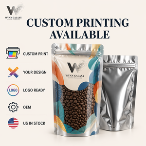 US Stock Wholesale Stand Up Pouch Bulk 15x22+4cm Clear Window Aluminum Foil Resealable Zipper Coffee Nut Food Packaging Custom - Product Image 1