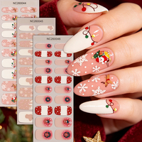 Autocollants semi-durcis pour ongles de Noël RTS, 20 pièces, motif arbre et cloche, couverture complète pour salon de manucure, autocollants semi-durcis en gel pour ongles de Noël