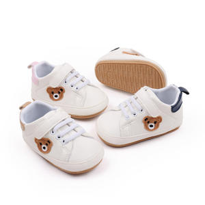 Chaussures Blanches pour Bébé 0-6-12 <span class=keywords><strong>Mois</strong></span> avec Fermeture à Glissière Design Ours Printemps Automne Loisirs Semelle en Caoutchouc Nouveau Style Loisirs - Product Image 2