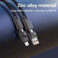Ligne PD de type C à charge rapide quatre en un tressée à double tête avec veste en TPE Ligne de données en alliage de zinc Ligne de charge rapide deux sur deux