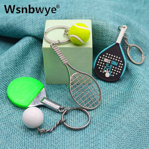 Raquette de tennis pendentif clé personnalisé designer anneau chaînes raqueta de tenis métal souple sport porte-clés raquette de tennis ensemble porte-clés - Product Image 6