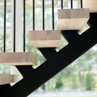 Escalier personnalisé moderne en acier au carbone mono poutre en bois de hêtre/chêne escalier intérieur/escalier design pour maisons