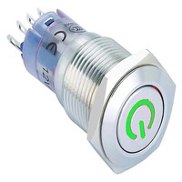Elewwind sakelar logam LED biru mobil, tombol tekan ON/OFF(16mm,PM162F-22ZDT/B/12 V/S dengan simbol daya, CE,ROHS) 16mm 12V
