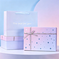 Boîte cadeau de luxe à dégradé d'étoiles avec nœud en ruban pour anniversaire, mariage, surprise, emballage pour elle ou lui