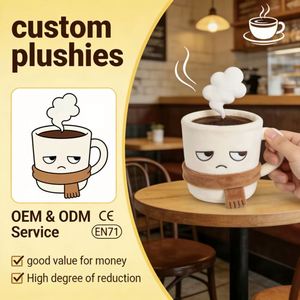 แก้วกาแฟตุ๊กตาขนนุ่มแบบกำหนดเอง ของขวัญสำหรับคนรักกาแฟ ตุ๊กตาขนนุ่มพิเศษ ใยฝ้าย PP ปักลาย บรรเทาความเครียด ของขวัญแต่งงาน - Product Image 1