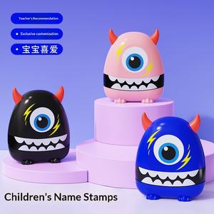 Tampon nominatif en plastique pour enfants, motif monstre de dessin animé, pour vêtements de bébé de maternelle, mignon, vente en gros - Product Image 3