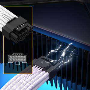 UpHere 12VHPWR 16AWG PCI-e 5,0 Cable de alimentación de extensión <span class=keywords><strong>GPU</strong></span> 16Pin(12 + 4) macho a PCIE 5,0 4x8Pin Cable hembra 45CM - Product Image 4