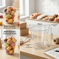 Gobelet en plastique transparent jetable avec couvercle, 8oz, 10oz, 12oz, 16oz, 24oz, 32oz, avec impression personnalisée du logo, film d'étanchéité PP/PET, pour desserts, bubble tea, café