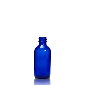 Advantrio Packaging 2oz Blue Boston Round Glass Bottles