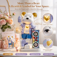 Figurine en résine en forme d'ours avec lumière RGB, haut-parleur Bluetooth et tirelire pour la décoration de la maison, des magasins et les cadeaux