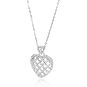 Collar con Colgante de Corazón Jewelspaark, 0.75 Cttw, Diamante Blanco Natural, Corte Redondo, Chapado en Rodio, Plata de Ley 925, Moderno para Mujer - Product Image 3