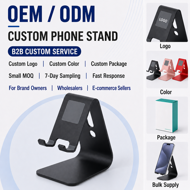 Wholesale OEM ODM Aluminum Alloy Desktop Phone Stand Custom Logo Cell Phone Holder for E-commerce Brands